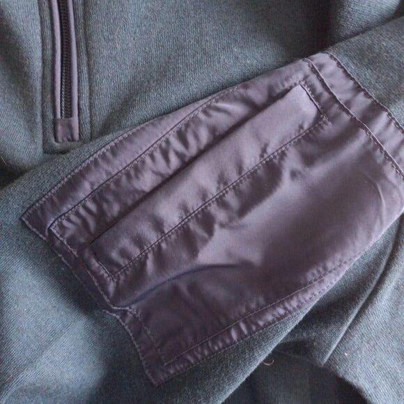 Bugatchi Large Mock Neck Heather Quarter Zip Sweater-Pullover-Peacock-Nylon Trim - Picture 7 of 10